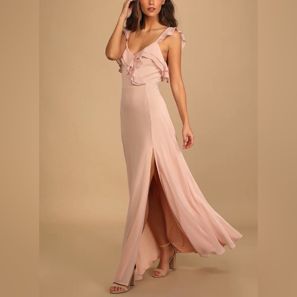 Lulus Dresses & Skirts - Lulu’s Adoring Glances Blush Ruffled Maxi Dress